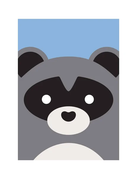 Cute Cartoon Raccon, dierlijke vectorillustratie — Stockvector