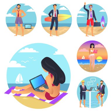 İş yaz Poster vektör çizim ayarla