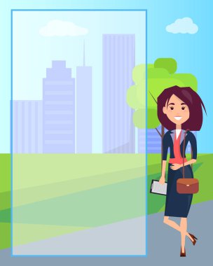 Mutlu gülümseyen iş kadın çok renkli Poster