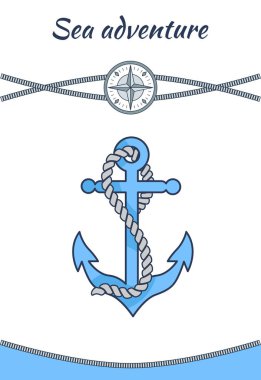 Deniz macera afiş, büyük mavi çapa vektör görüntü