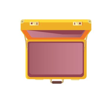 Açık bavul boş çanta üstten görünüm vektör simgesi