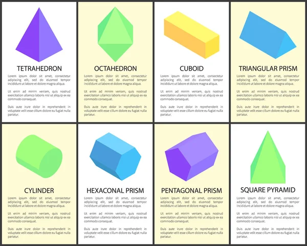 Тетраэдр и октаэдр, набор геометрических фигур — стоковый вектор