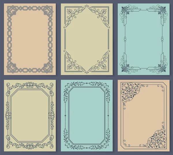 Conjunto de marcos decorativos de ornamento gráfico curvado — Vector de stock