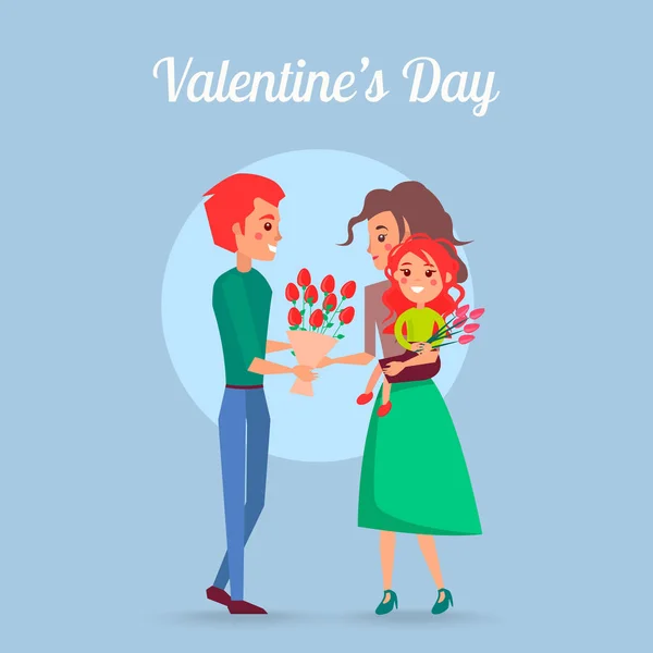 Walentynki-dzień plakat z rodziny ilustracja — Wektor stockowy