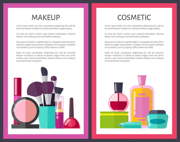 Maquillage et affiches cosmétiques Illustration vectorielle — Image vectorielle