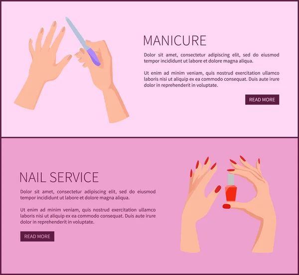 Manucure et ongles Service Promo Pages Internet — Image vectorielle