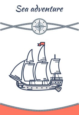 Deniz macera ve bükülmüş ip, renkli Poster