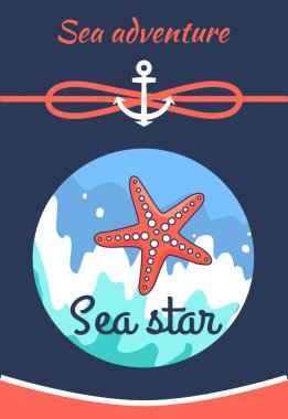 Deniz macera Poster başlık vektör çizim