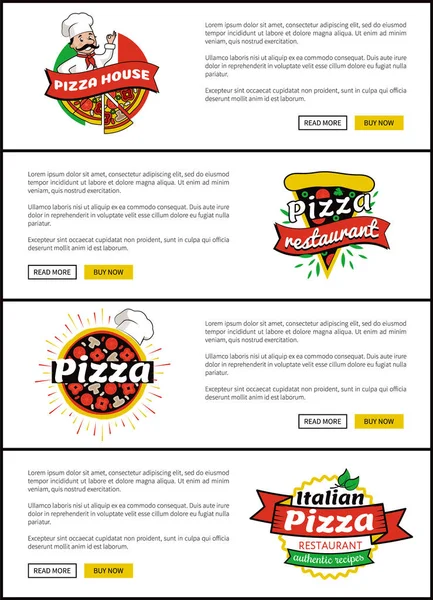 Pizza House witryny kolekcja ilustracji wektorowych — Wektor stockowy