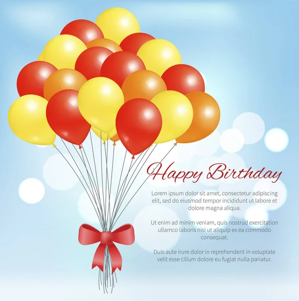 Všechno nejlepší k narozeninám pohlednice balónky velikým rancem strana — Stockový vektor