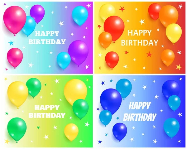 Happy Birthday Backgrounds with Glossy Balloons — Stock Vector