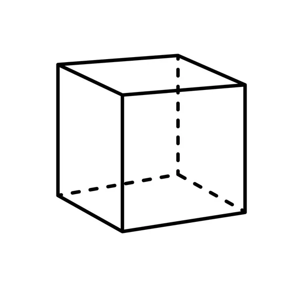 Würfel isolierte geometrische Figur der schwarzen Projektion — Stockvektor