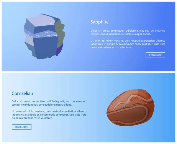 サファイア カーネリアン宝石 Web ポスター セット — ストックベクタ