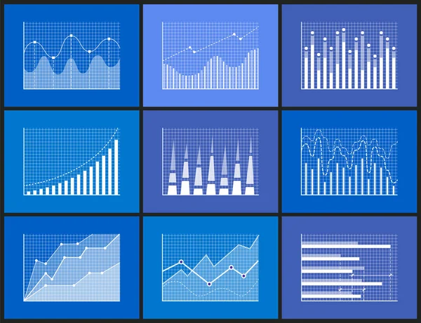 İstatistiksel ve analitik tek renkli grafik Set — Stok Vektör