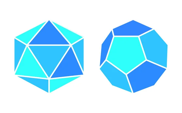 Dodécaèdre Icosaèdre Figures compliquées Icônes — Image vectorielle