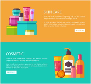 Cilt Bakımı ve kozmetik Set vektör çizim