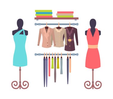 Kadın mankenler için mağaza vitrin Giydir