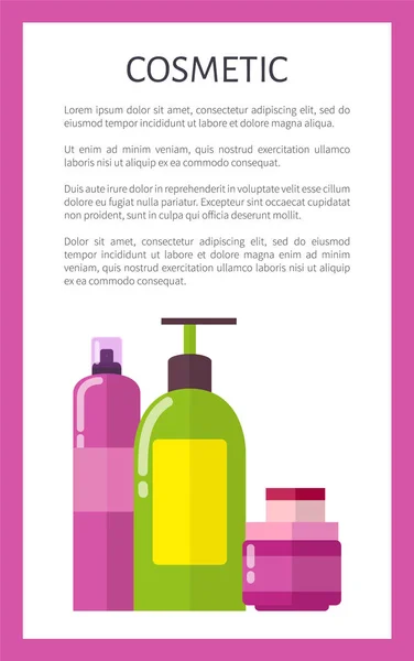 Mezzi cosmetici in bottiglie e barattoli Promo Poster — Vettoriale Stock