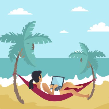 İş kadın yaz Poster vektör çizim