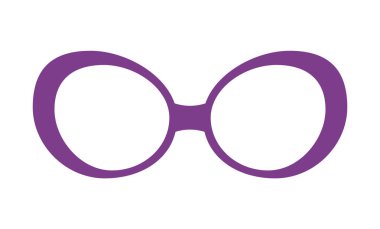 Bayağı leylak gözlük şablon, renkli poster, vektör illüstrasyon izole beyaz zemin üzerine yuvarlak gözlük cam, basit kroki olmadan