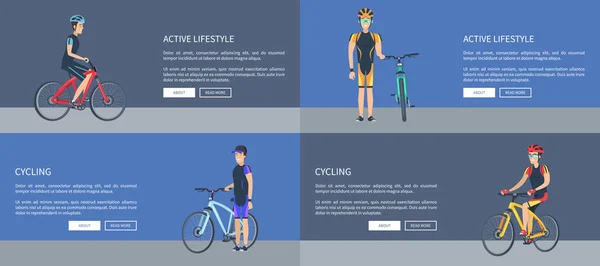 Ciclismo Estilo de vida activo Set Vector Ilustración — Archivo Imágenes Vectoriales