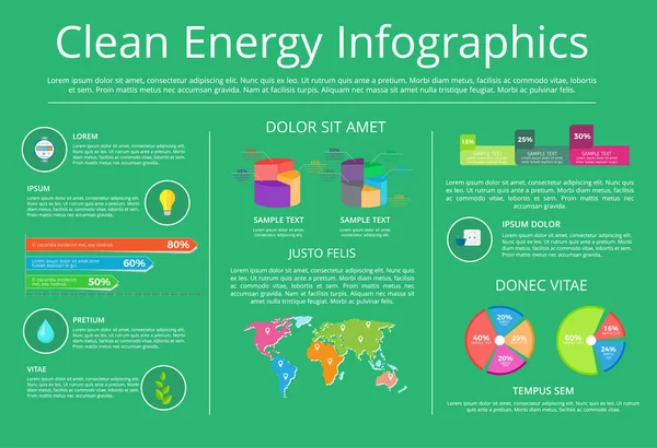 Saubere Energie Infografik Vektorillustration — Stockvektor