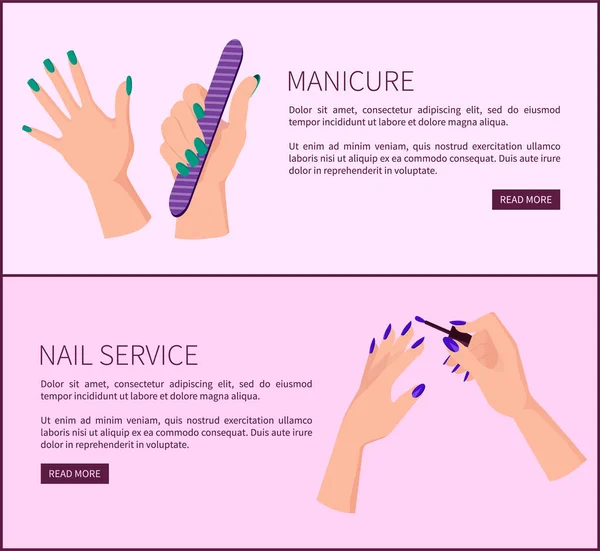 Manucure et ongles Service Promo Affiches Internet — Image vectorielle