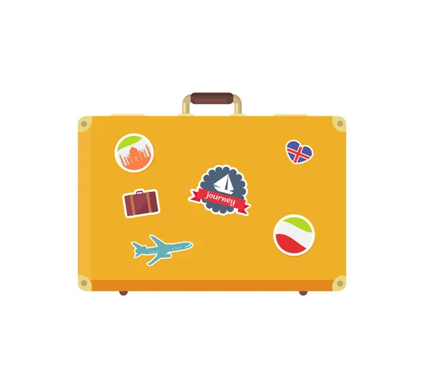 Mala Retro Amarelo com Memória Sticker Sailboat —  Vetores de Stock