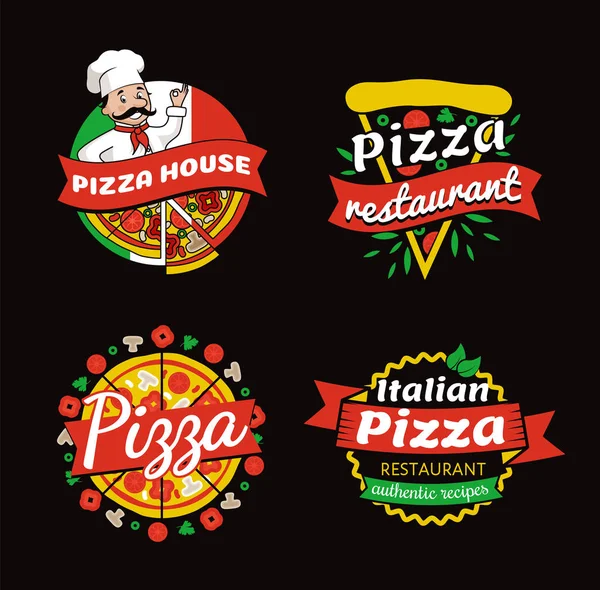 Pizza Luoghi di alta qualità Emblemi promozionali — Vettoriale Stock