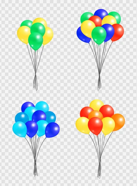 Bunch Helium Colorful Air Balloons Isolated Vector — Stock Vector