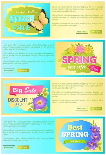 Oferta de descuento de venta de primavera Set Vector Ilustración — Vector de stock