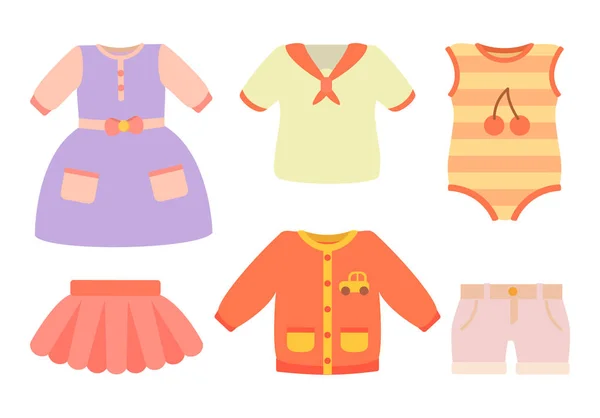 Affiche et illustration vectorielle d'ensemble de vêtements de bébé — Image vectorielle