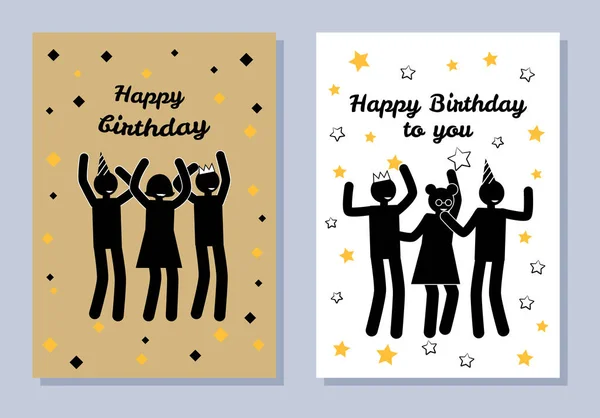 Joyeux anniversaire Cartes Illustration vectorielle — Image vectorielle