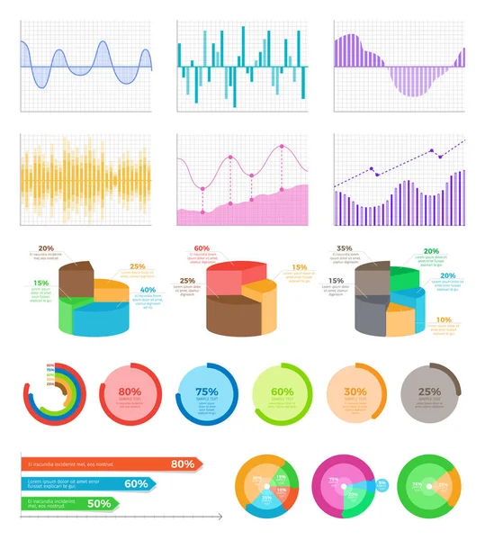 Graphiques sur le système de coordonnées et diagrammes lumineux — Image vectorielle