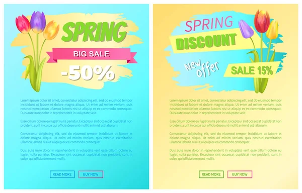 Frühling großer Ausverkauf Rabatt neues Angebot Premium-Plakate — Stockvektor