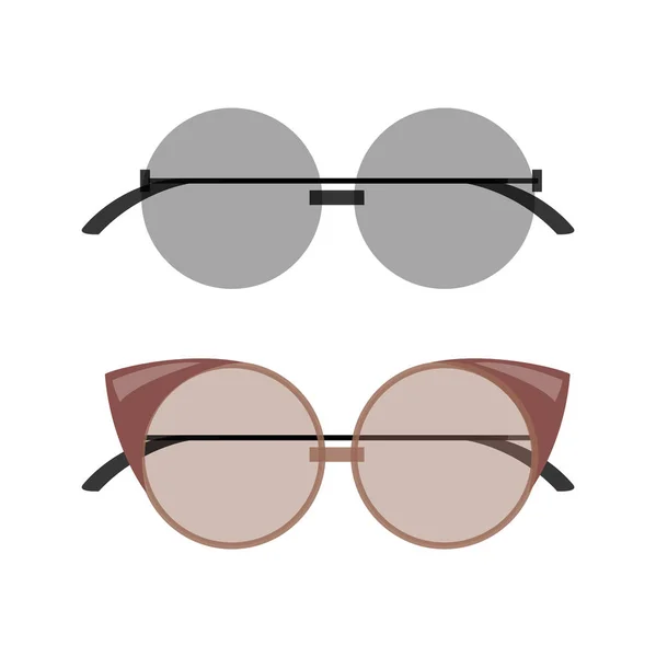 Conjunto de óculos de sol redondos e de olhos de gato feminino elegante —  Vetores de Stock