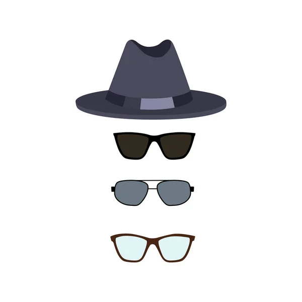 Chapeau et Lunettes Collection Illustration vectorielle — Image vectorielle