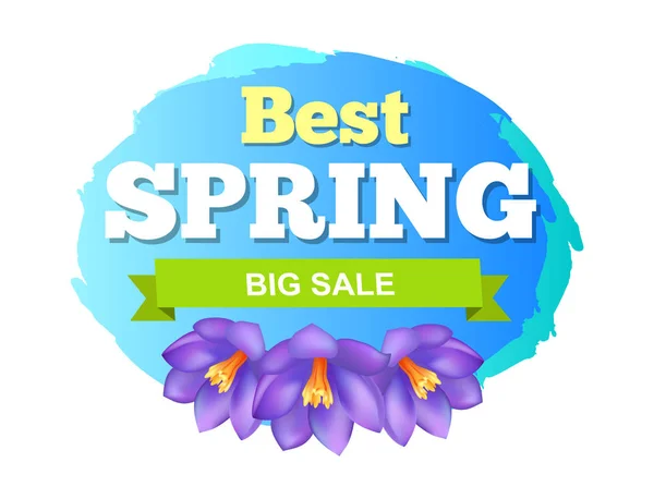 Bester Frühling großer Verkauf Werbung Etikett Krokus — Stockvektor