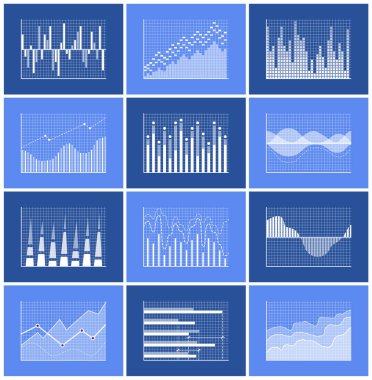 Grafik koleksiyonu mavi vektör çizim