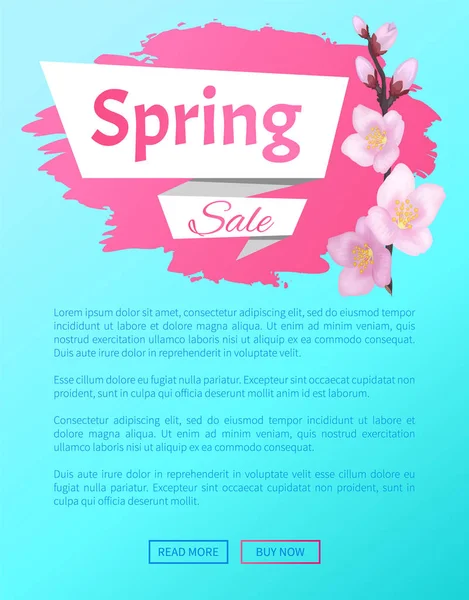 Primavera Venda Anúncio Etiqueta Ramo de Sakura — Vetor de Stock