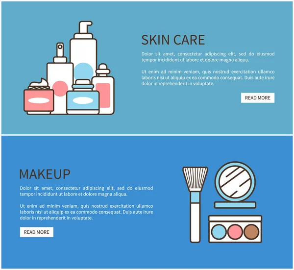 Affiche d'illustration vectorielle de Web de maquillage de soin de peau — Image vectorielle