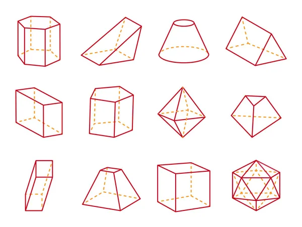 Cubo e cone com ilustração vetorial superior plana —  Vetores de Stock