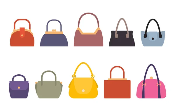 Aantal vrouwen tassen stijlvolle accessoire vrouwtjes Vector — Stockvector