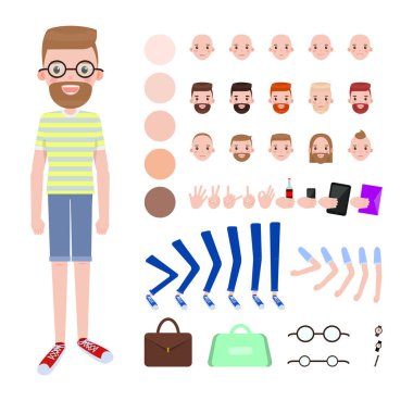 Yedek vücut parçaları ve aksesuarları ile genç adam