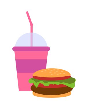 Burger ve Milkshake Set, vektör çizim