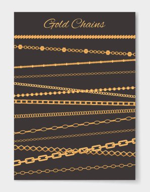 Altın zincir çeşitli Poster vektör çizim ayarla