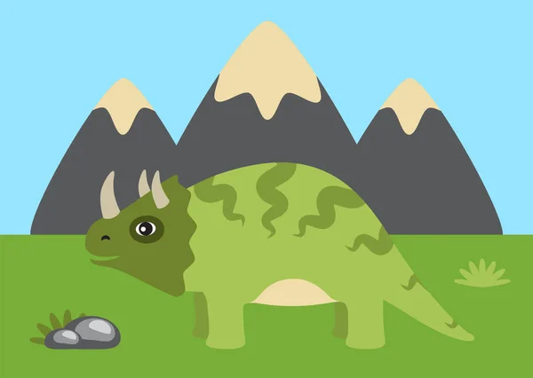 Triceratops y Naturaleza Silvestre Vector Illustration — Vector de stock