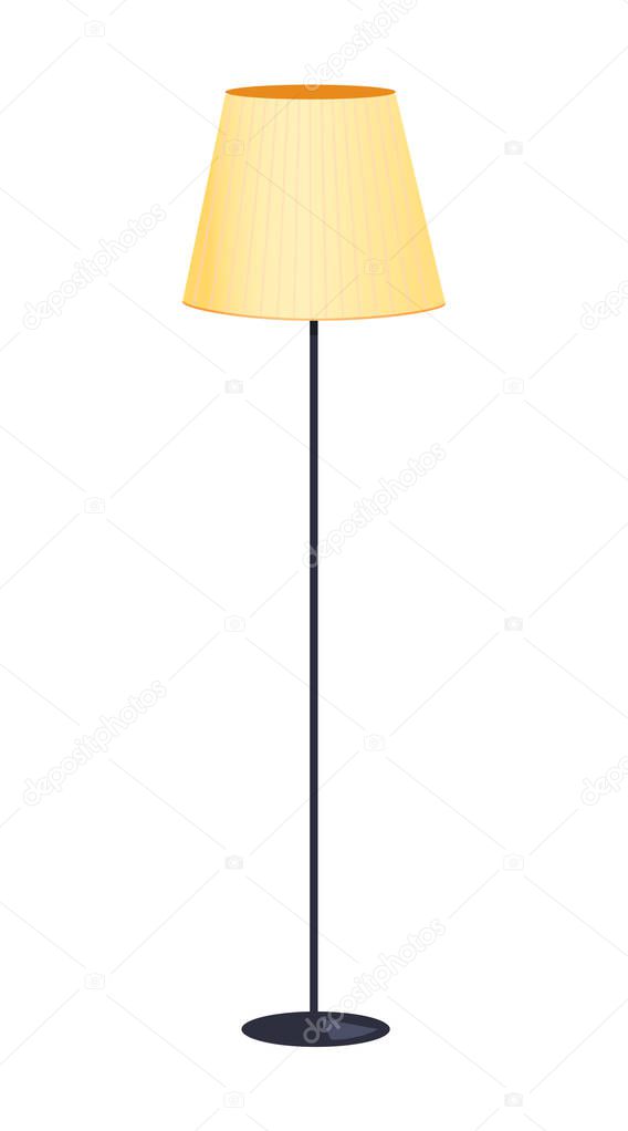 Floor Lamp with Black Stand Vector Illustration