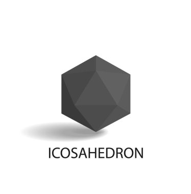 İzole icosahedron siyah üç boyutlu şekil