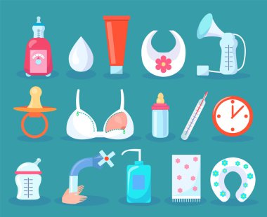 Koleksiyon öğeleri vektör çizim çocuklar bakım